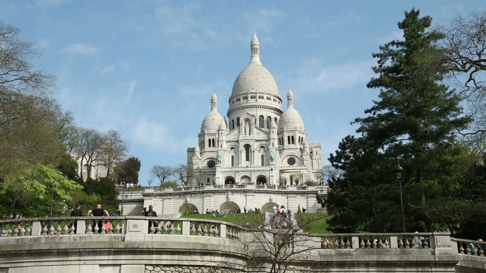 The Sacred-Heart Basilica in the Distance, Montmartre, Paris, France скачать