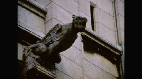 Sacre Couer Gargoyle-Super 8-Paris Stock Footage 128533762