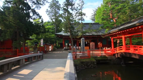 The Sacred Bridge and Main Shrine of Ikushima Takushima Shrine and the Dappled 库存影片 330487459