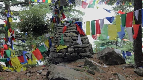 Sacred Buddhist place in the forest Stock Footage 91427561