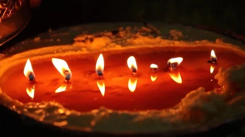 Sacred candles in buddhist monastery, close-up Stock Footage 77212785
