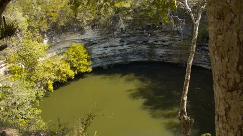 Sacred Cenote at Chichen Itza used for human sacrifice - no people Stock Footage 104652999
