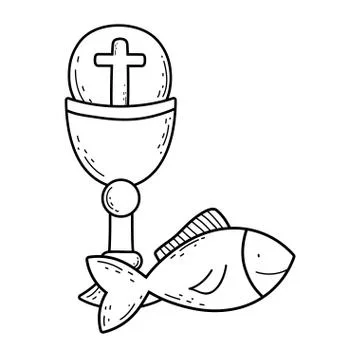 Sacred chalice with first communion Stock Illustration