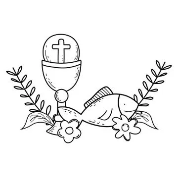 Sacred chalice with first communion Stock Illustration