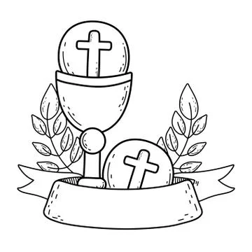 Sacred chalice with first communion Stock Illustration