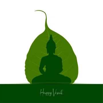 Sacred fig or Pipal tree leaf Buddha Purnima or Vesak day vector illustration Illustrazione stock