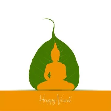 Sacred fig or Pipal tree leaf Buddha Purnima or Vesak day vector illustration Illustrazione stock