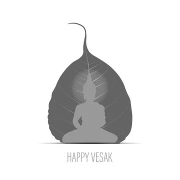 Sacred fig or Pipal tree leaf Buddha Purnima or Vesak day vector illustration Illustrazione stock