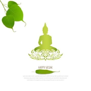 Sacred fig or Pipal tree leaf Buddha Purnima or Vesak day vector illustration Illustrazione stock