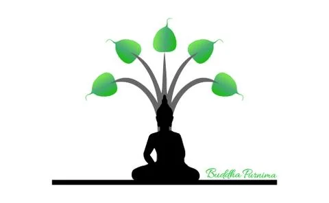 Sacred fig or Pipal tree leaf Buddha Purnima or Vesak day vector illustration Illustrazione stock