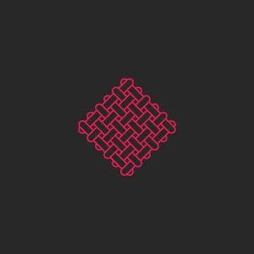 Sacred geometric rectangles shape pattern logo, endless intersection pink lin Illustrazione stock