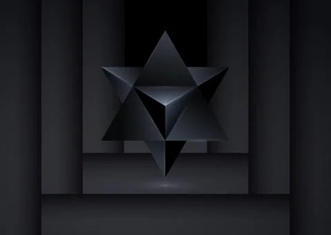 Sacred geometry. 3D Merkaba thin line geometric triangle shape. esoteric sign 스톡 일러스트