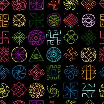 Sacred geometry background, seamless pattern. Alchemy, religion, philosophy Illustrazione stock