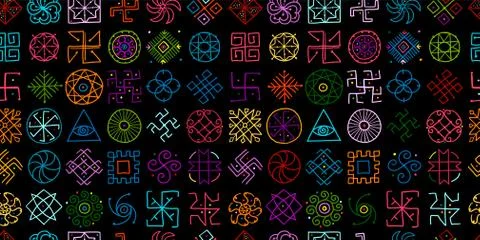 Sacred geometry background, seamless pattern. Alchemy, religion, philosophy Illustrazione stock