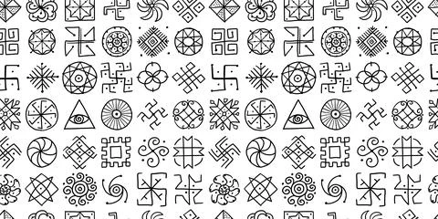 Sacred geometry background, seamless pattern. Alchemy, religion, philosophy Stock Illustration