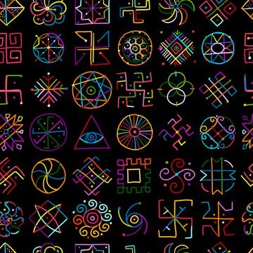 Sacred geometry background, seamless pattern. Alchemy, religion, philosophy Illustrazione stock