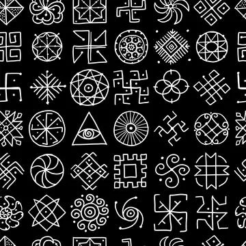 Sacred geometry background, seamless pattern. Alchemy, religion, philosophy Stock Illustration