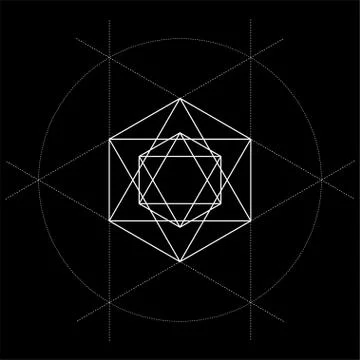 Sacred geometry David Star vector illustration with construction lines Stock Illustration