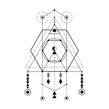 Sacred geometry forms, shapes of lines, logo, sign, symbol. Stock Illustration