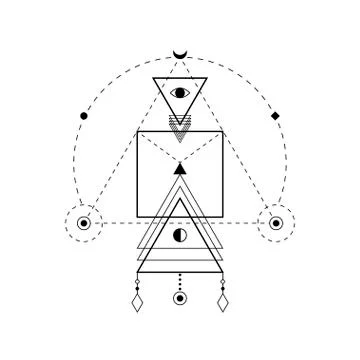 Sacred geometry forms, shapes of lines, logo, sign, symbol. Stock Illustration