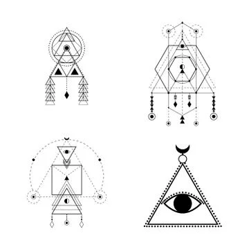 Sacred geometry forms, shapes of lines, logo, sign, symbol. Stock Illustration