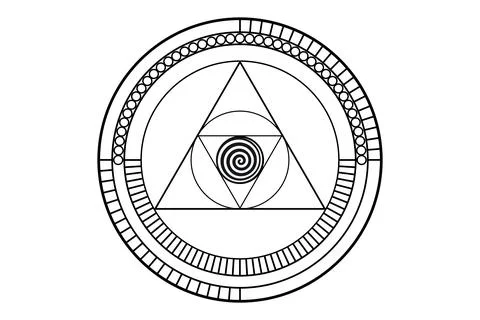 Sacred Geometry, Geometric shapes Circles and triangles in golden proportion イラスト素材