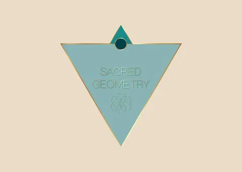 Sacred Geometry, Geometric triangles shape logo template, gold Flower of Life Stock Illustration