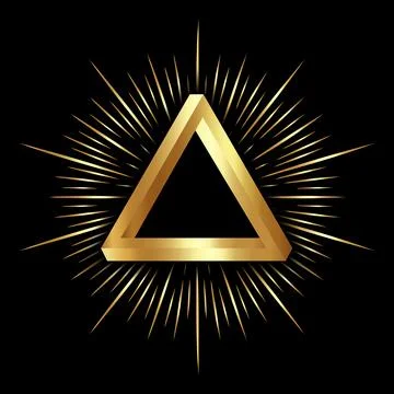 Sacred Geometry, gold mystical infinity symbol, Impossible triangle. Penrose 스톡 일러스트