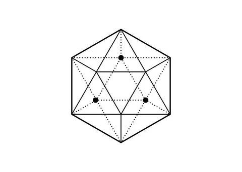 Sacred geometry, Hexagon cube sign. Merkaba thin line geometric triangle shape Stock Illustration
