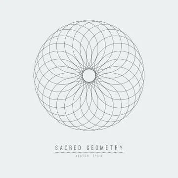 Sacred geometry line vector element flower of life . Vector illustration . Illustrazione stock
