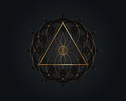 Sacred Geometry magic triangle symbol, third Eye sign. Geometric mystic mandala Stock-Illustration