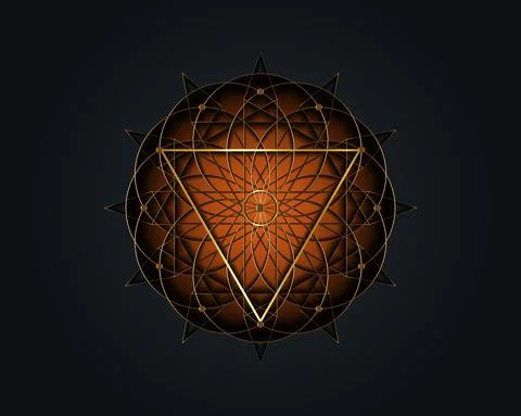 Sacred Geometry magic triangle symbol, third Eye sign. Geometric mystic mandala Stock Illustration