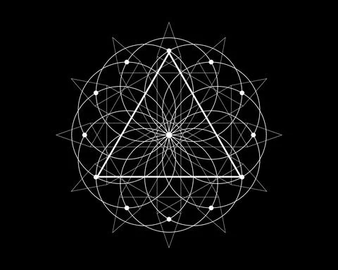 Sacred Geometry magic triangle symbol, third Eye sign. Geometric mystic mandala Illustrazione stock