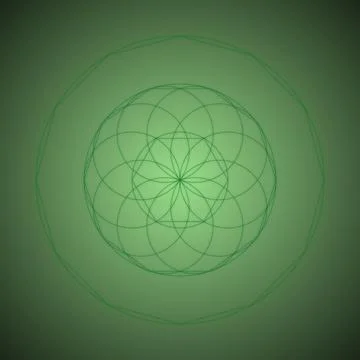 Sacred Geometry Mandala Pattern with Seed of Life Symbol on Green Gradient .. Stock Illustration