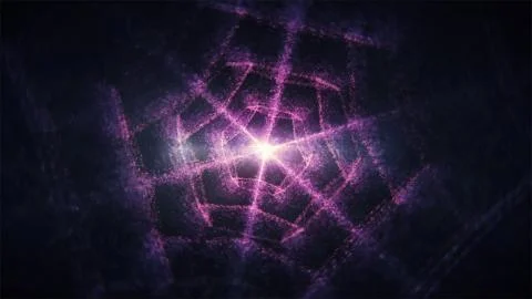 Sacred Geometry - Nested 3D Dodecahedron of Purple Particles Rotating Radiating Stock Illustration