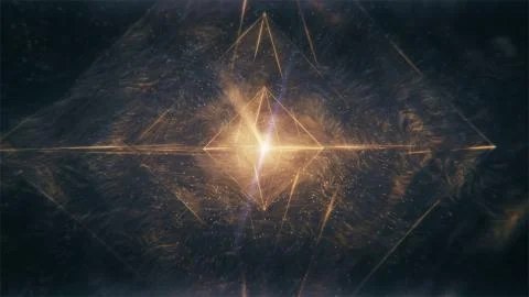 Sacred Geometry - Nested Octahedron in Yellow Gold in Meditative Space Illustrazione stock