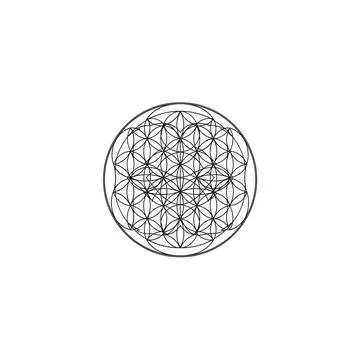 Sacred geometry seed of life interconnected geometric sphere vector art Stock Illustration