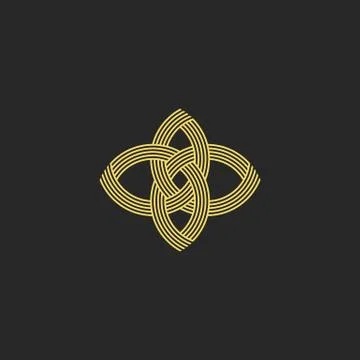 Sacred geometry shape flower logo monogram, intersection line style beauty sa Illustrazione stock
