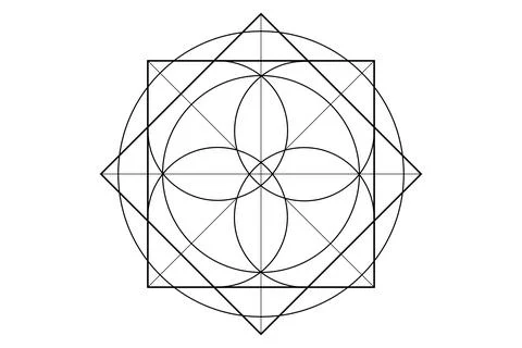 Sacred Geometry symbol. Logo icon Geometric mystic mandala of alchemy Stock Illustration