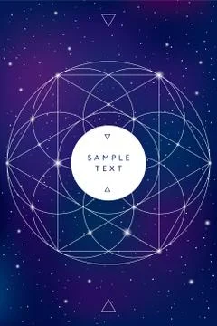 Sacred geometry symbol on space background Illustrazione stock