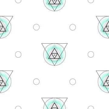 Sacred geometry triangle shapes seamless vector pattern Stock Illustration