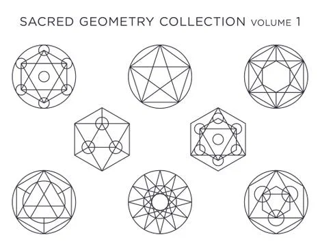 Sacred Geometry Vector Collection - Black isolated on white Stock Illustration