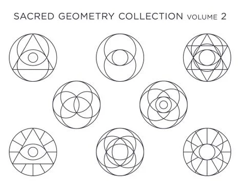 Sacred Geometry Vector Collection - Black isolated on white Stock Illustration