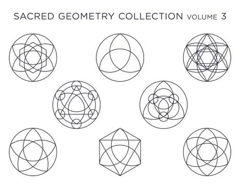 Sacred Geometry Vector Collection - Black isolated on white Stock Illustration