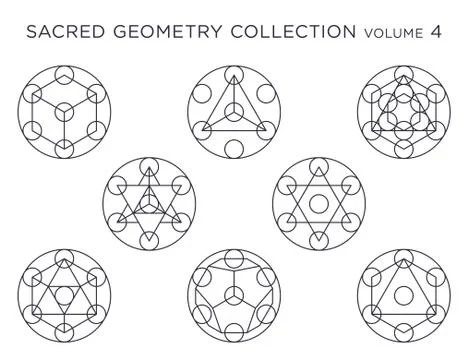 Sacred Geometry Vector Collection - Black isolated on white Stock Illustration