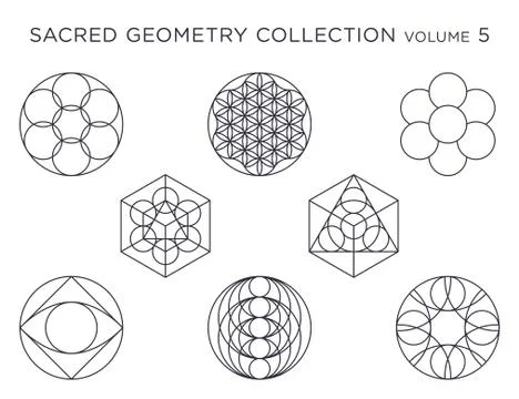 Sacred Geometry Vector Collection - Black isolated on white Stock Illustration