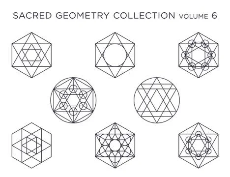 Sacred Geometry Vector Collection - Black isolated on white Stock Illustration