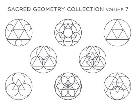 Sacred Geometry Vector Collection - Black isolated on white Stock Illustration