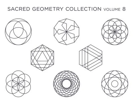 Sacred Geometry Vector Collection - Black isolated on white Stock Illustration