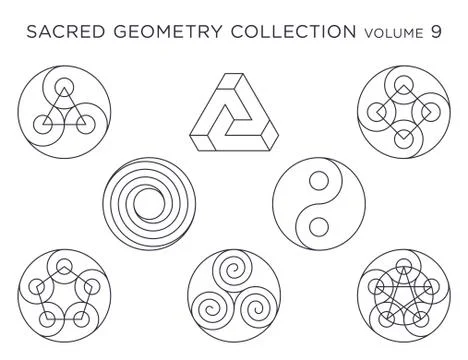 Sacred Geometry Vector Collection - Black isolated on white Stock Illustration
